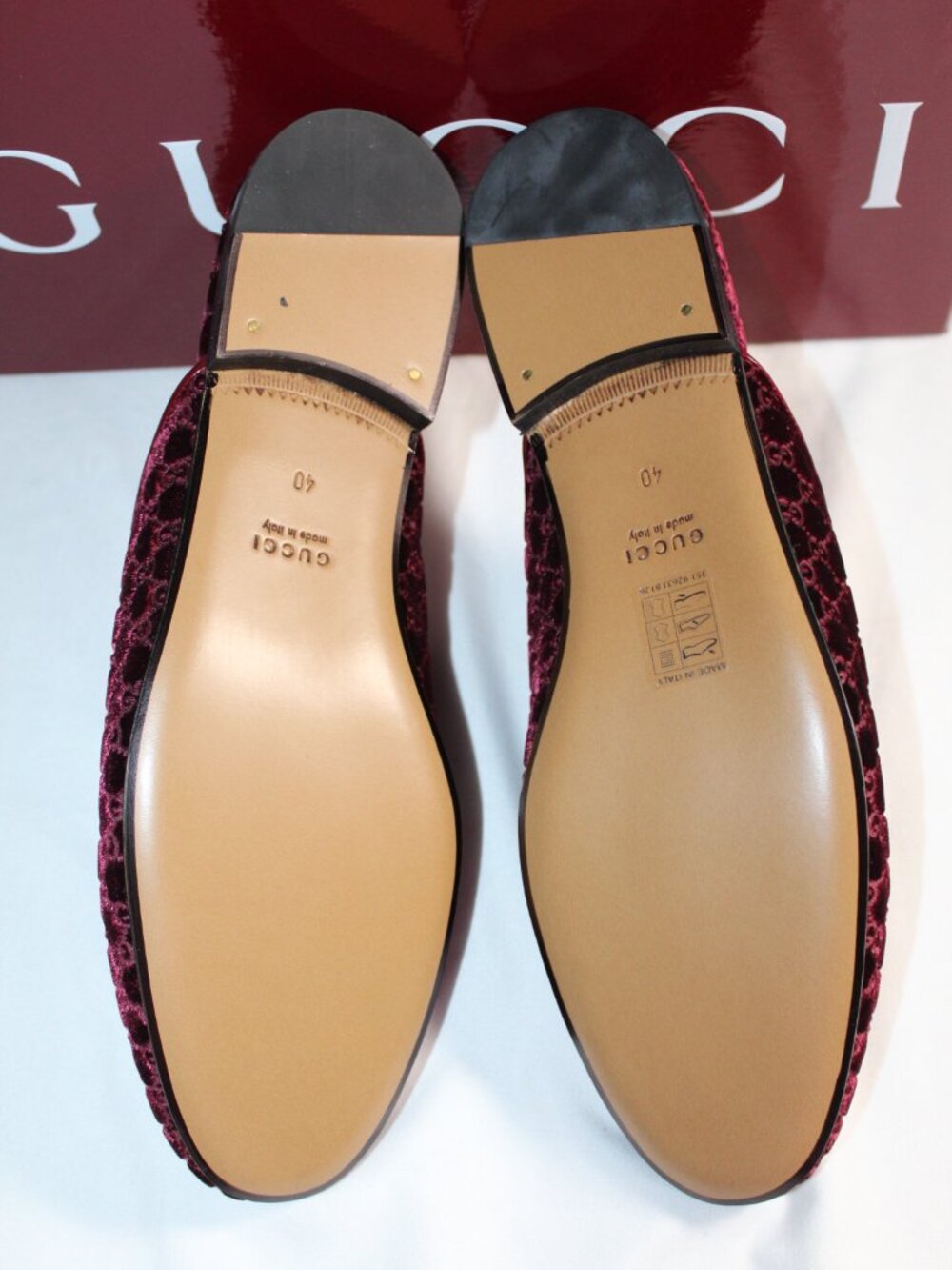 NWB Gucci Horsebit GG Velvet Mules Slip Ons Clogs Burgundy Princetown 40 802163 - Picture 5 of 6
